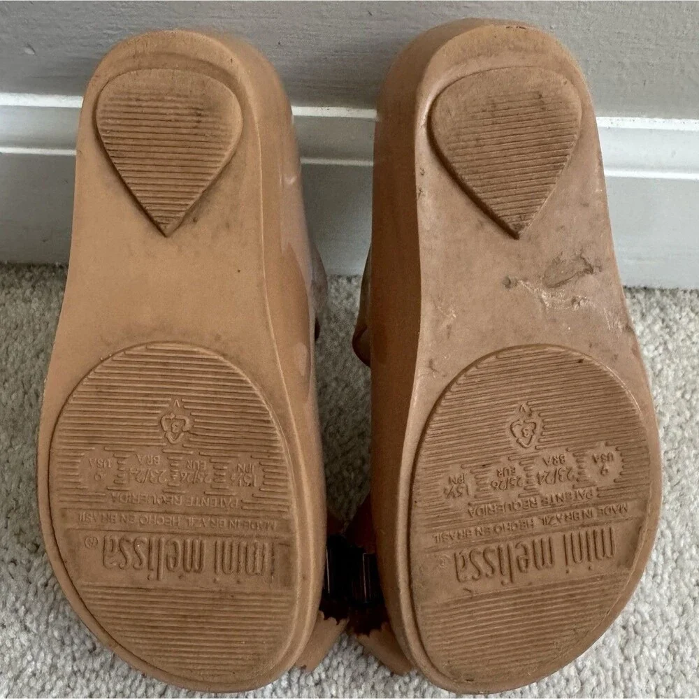 Mini Melissa Ultra Girl Sweet Shoe Toddler 9 Tan/Metal Bow